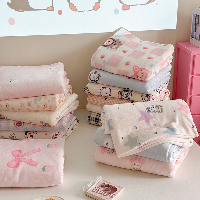 91家纺网 家纺一手货源 找家纺 贝扬思家纺 2025新款四季款双面印花牛奶绒毛毯空调毯 组合