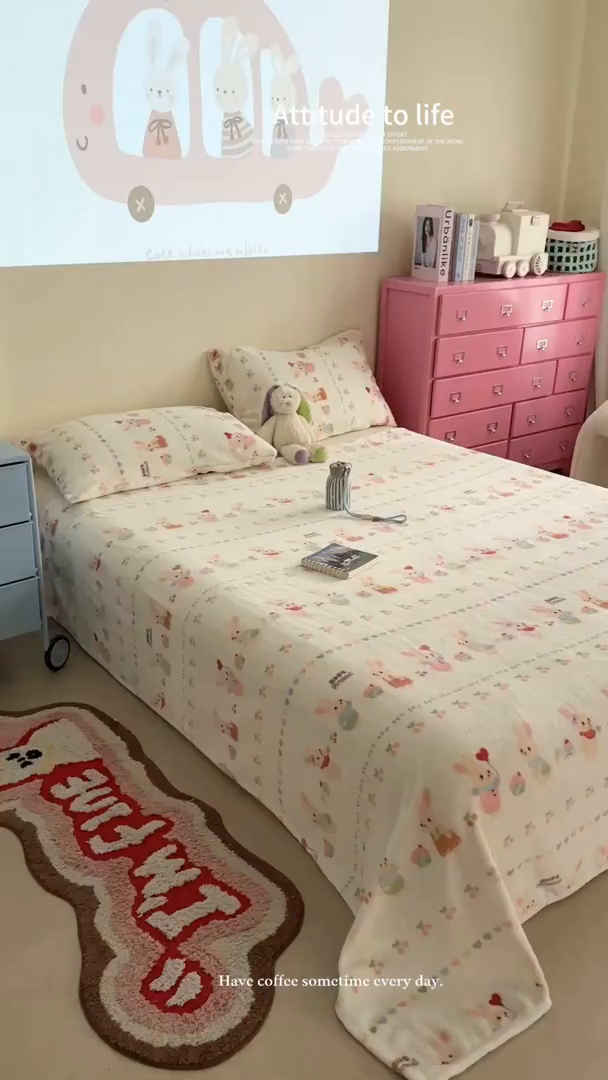 91家纺网 家纺一手货源 找家纺 贝扬思家纺 2025新款四季款双面印花牛奶绒毛毯空调毯 小兔胡萝卜