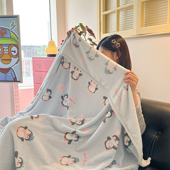 91家纺网 家纺一手货源 找家纺 贝扬思家纺 2025新款四季款双面印花牛奶绒毛毯空调毯 QQ企鹅