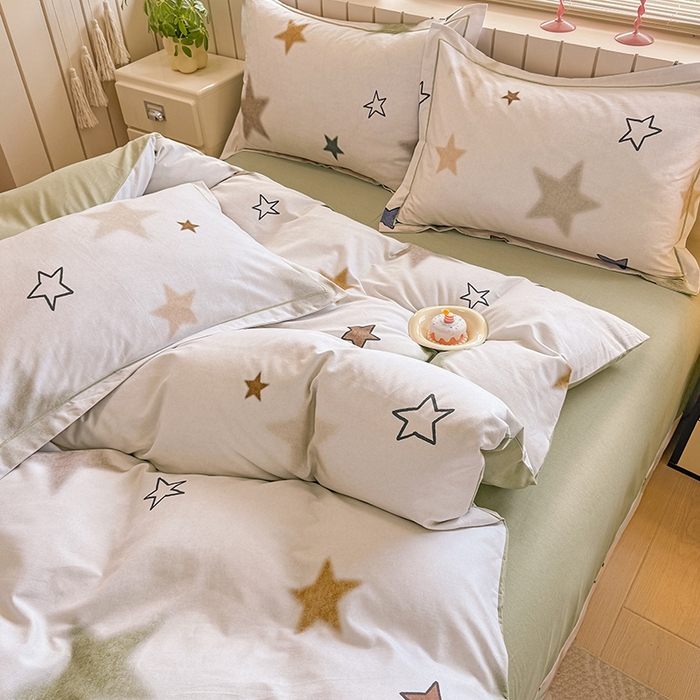 91家纺网 家纺一手货源 找家纺 金盛纺 2025新款全棉纯棉加厚磨毛印花四件套 星采