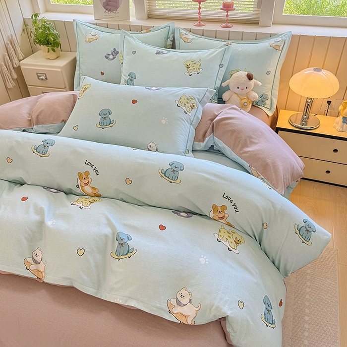 91家纺网 家纺一手货源 找家纺 金盛纺 2025新款全棉纯棉加厚磨毛印花四件套 恩佑