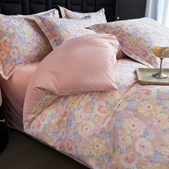 91家纺网 家纺一手货源 找家纺 金盛纺 2025新款全棉纯棉加厚磨毛印花四件套 仙女星尘