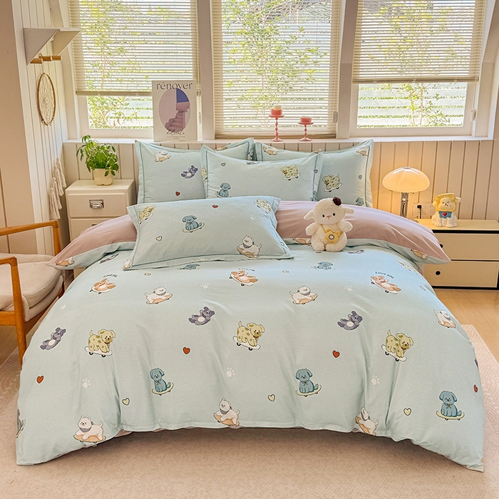 91家纺网 家纺一手货源 找家纺 金盛纺 2025新款全棉纯棉加厚磨毛印花四件套 恩佑