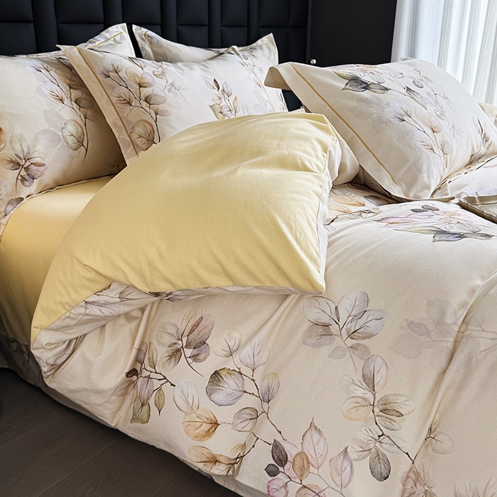 91家纺网 家纺一手货源 找家纺 金盛纺 2025新款全棉纯棉加厚磨毛印花四件套 舒蔓枝