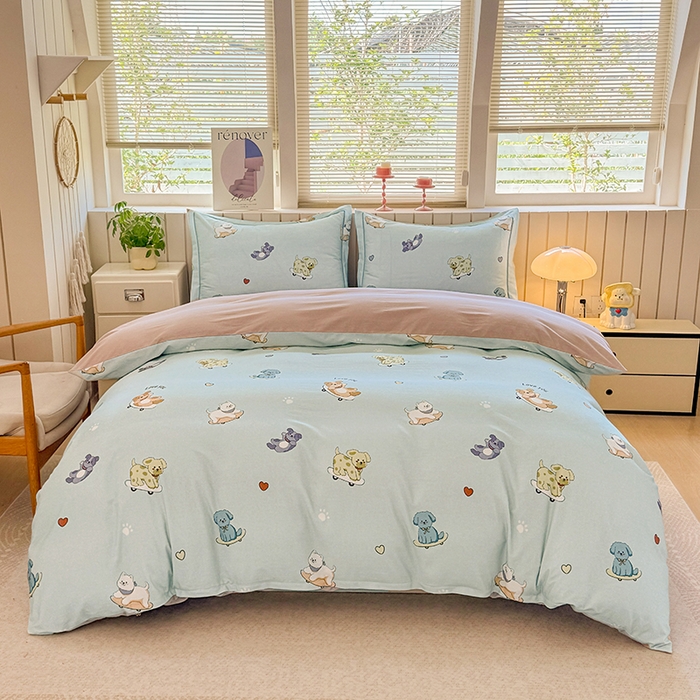 91家纺网 家纺一手货源 找家纺 金盛纺 2025新款全棉纯棉加厚磨毛印花四件套 恩佑