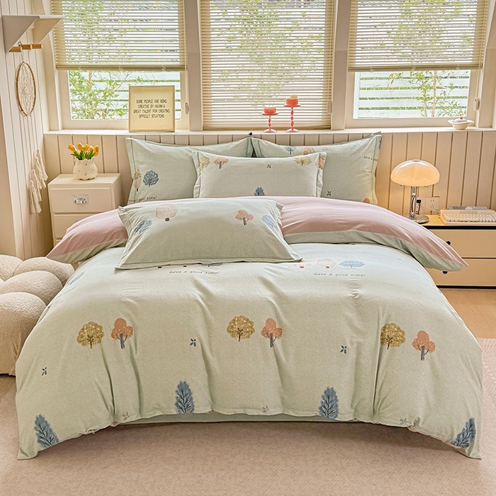 91家纺网 家纺一手货源 找家纺 金盛纺 2025新款全棉纯棉加厚磨毛印花四件套 柏林少女