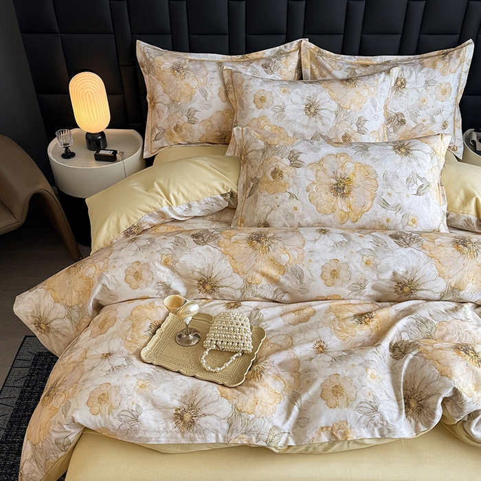 91家纺网 家纺一手货源 找家纺 金盛纺 2025新款全棉纯棉加厚磨毛印花四件套 豆蔻年华