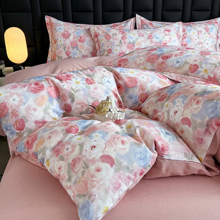 91家纺网 家纺一手货源 找家纺 金盛纺 2025新款全棉纯棉加厚磨毛印花四件套 甜梦荼语