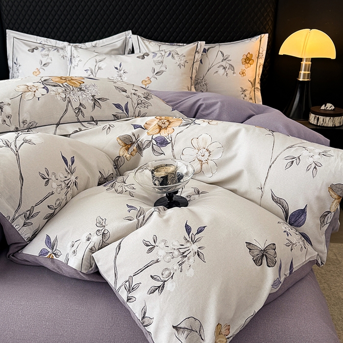 91家纺网 家纺一手货源 找家纺 金盛纺 2025新款全棉纯棉加厚磨毛印花四件套 硕朵