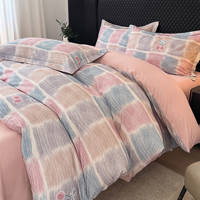 91家纺网 家纺一手货源 找家纺 金盛纺 2025新款全棉纯棉加厚磨毛印花四件套 樱为你