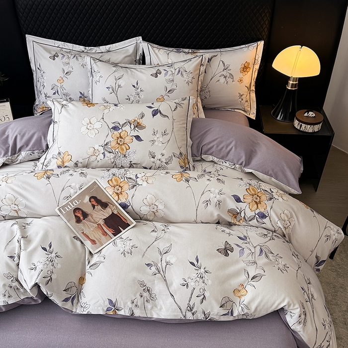 91家纺网 家纺一手货源 找家纺 金盛纺 2025新款全棉纯棉加厚磨毛印花四件套 硕朵