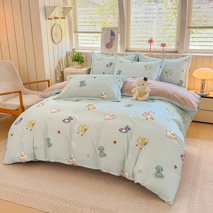 91家纺网 家纺一手货源 找家纺 金盛纺 2025新款全棉纯棉加厚磨毛印花四件套 恩佑