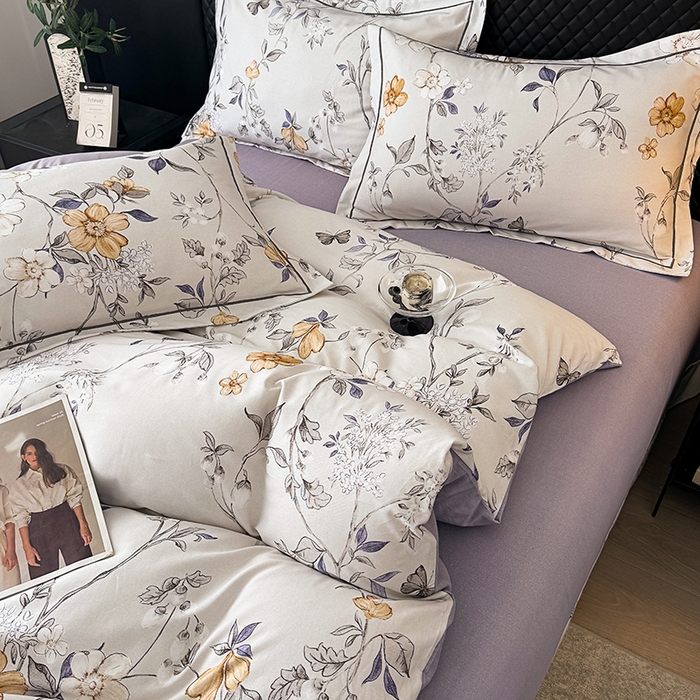 91家纺网 家纺一手货源 找家纺 金盛纺 2025新款全棉纯棉加厚磨毛印花四件套 硕朵