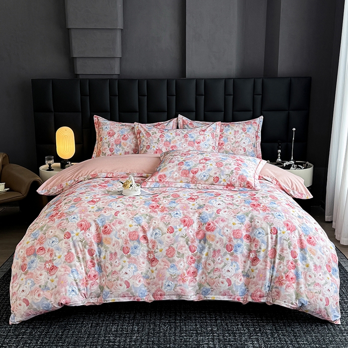 91家纺网 家纺一手货源 找家纺 金盛纺 2025新款全棉纯棉加厚磨毛印花四件套 甜梦荼语