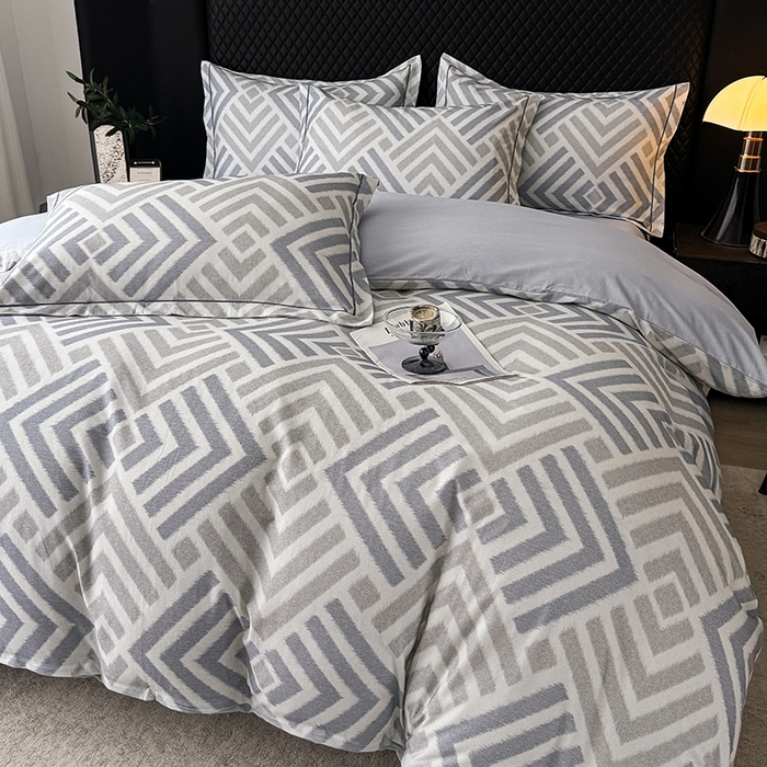 91家纺网 家纺一手货源 找家纺 金盛纺 2025新款全棉纯棉加厚磨毛印花四件套 半舟