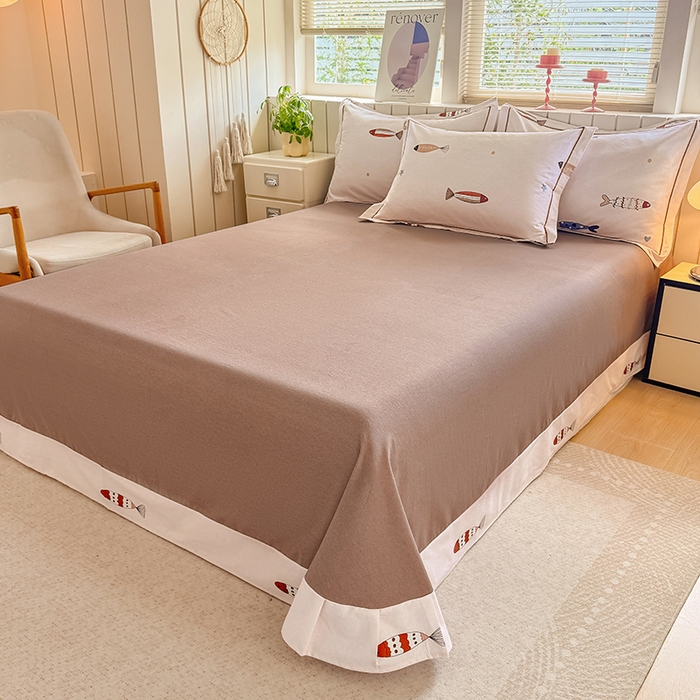 91家纺网 家纺一手货源 找家纺 金盛纺 2025新款全棉纯棉加厚磨毛印花四件套 渔趣