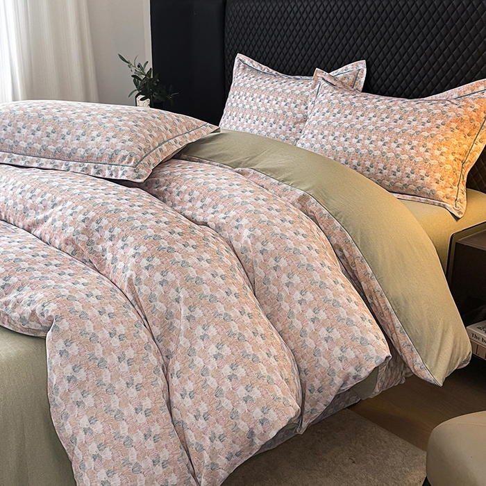 91家纺网 家纺一手货源 找家纺 金盛纺 2025新款全棉纯棉加厚磨毛印花四件套 弥望