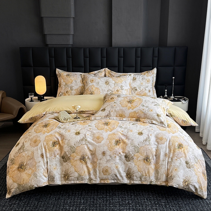 91家纺网 家纺一手货源 找家纺 金盛纺 2025新款全棉纯棉加厚磨毛印花四件套 豆蔻年华