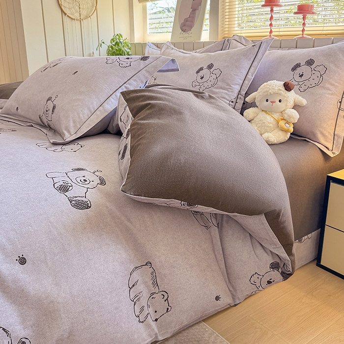 91家纺网 家纺一手货源 找家纺 金盛纺 2025新款全棉纯棉加厚磨毛印花四件套 吉唛