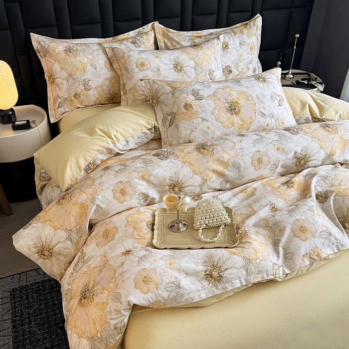 91家纺网 家纺一手货源 找家纺 金盛纺 2025新款全棉纯棉加厚磨毛印花四件套 豆蔻年华