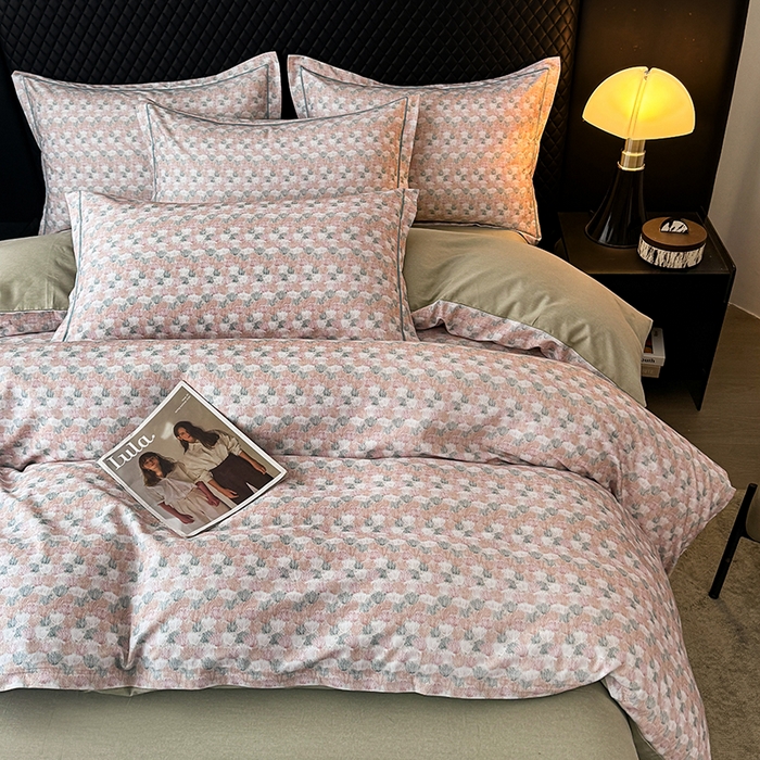 91家纺网 家纺一手货源 找家纺 金盛纺 2025新款全棉纯棉加厚磨毛印花四件套 弥望