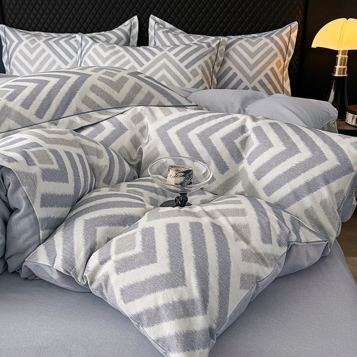 91家纺网 家纺一手货源 找家纺 金盛纺 2025新款全棉纯棉加厚磨毛印花四件套 半舟