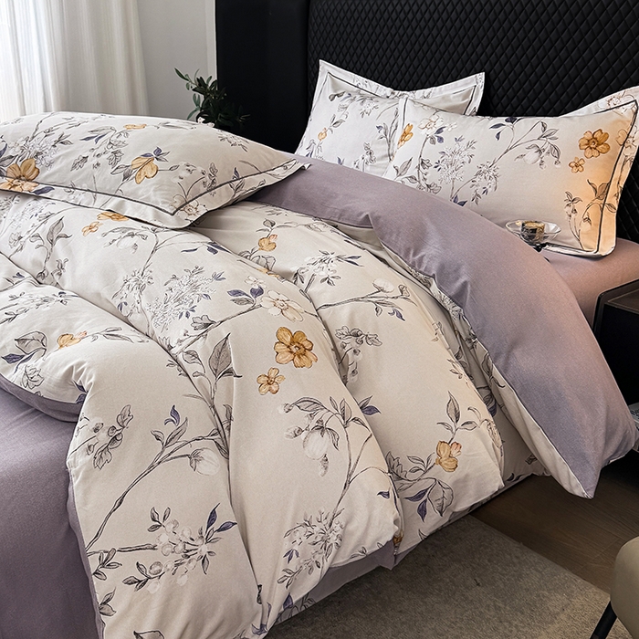 91家纺网 家纺一手货源 找家纺 金盛纺 2025新款全棉纯棉加厚磨毛印花四件套 硕朵