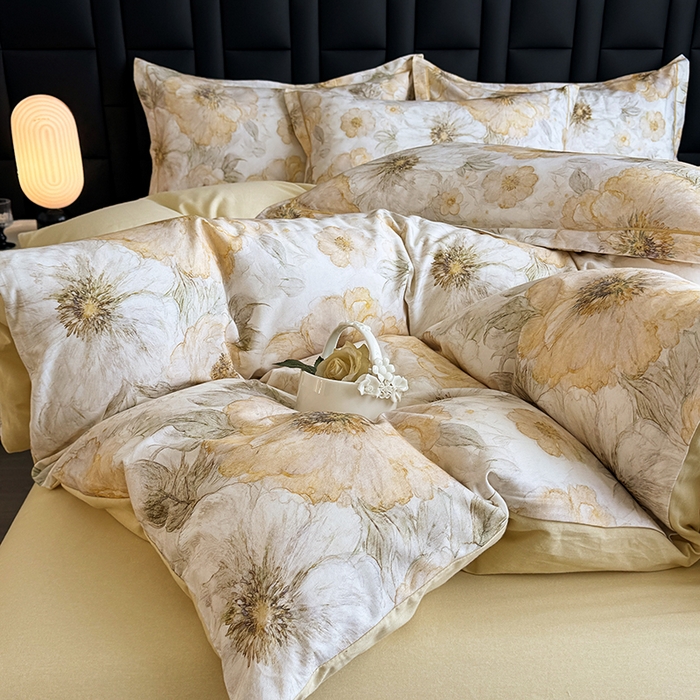 91家纺网 家纺一手货源 找家纺 金盛纺 2025新款全棉纯棉加厚磨毛印花四件套 豆蔻年华