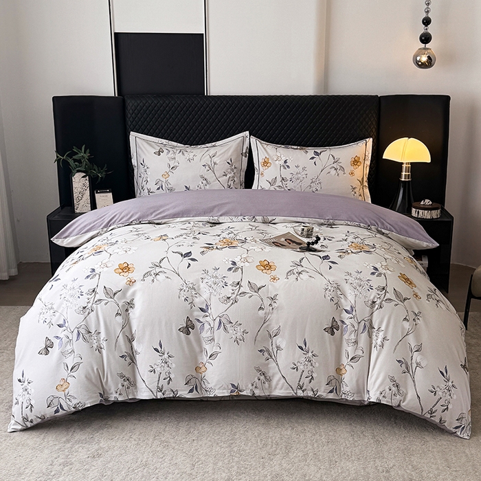 91家纺网 家纺一手货源 找家纺 金盛纺 2025新款全棉纯棉加厚磨毛印花四件套 硕朵