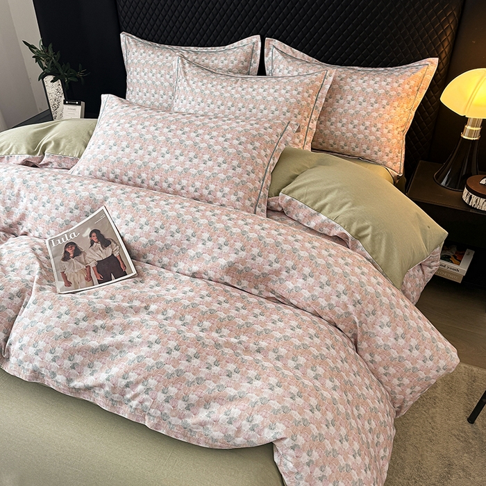 91家纺网 家纺一手货源 找家纺 金盛纺 2025新款全棉纯棉加厚磨毛印花四件套 弥望