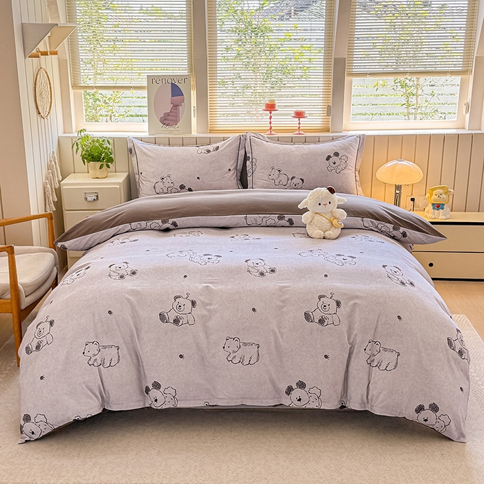 91家纺网 家纺一手货源 找家纺 金盛纺 2025新款全棉纯棉加厚磨毛印花四件套 吉唛