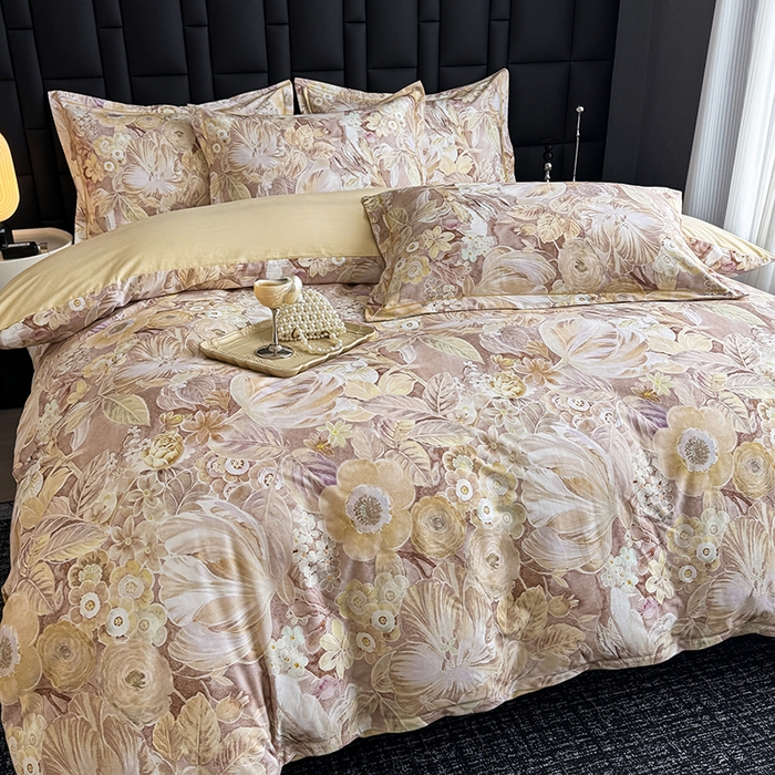 91家纺网 家纺一手货源 找家纺 金盛纺 2025新款全棉纯棉加厚磨毛印花四件套 弥斯