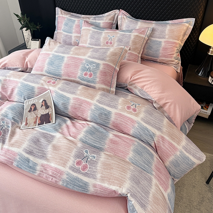 91家纺网 家纺一手货源 找家纺 金盛纺 2025新款全棉纯棉加厚磨毛印花四件套 樱为你