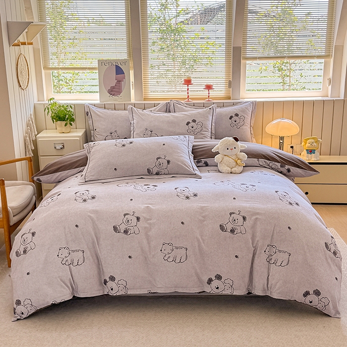 91家纺网 家纺一手货源 找家纺 金盛纺 2025新款全棉纯棉加厚磨毛印花四件套 吉唛