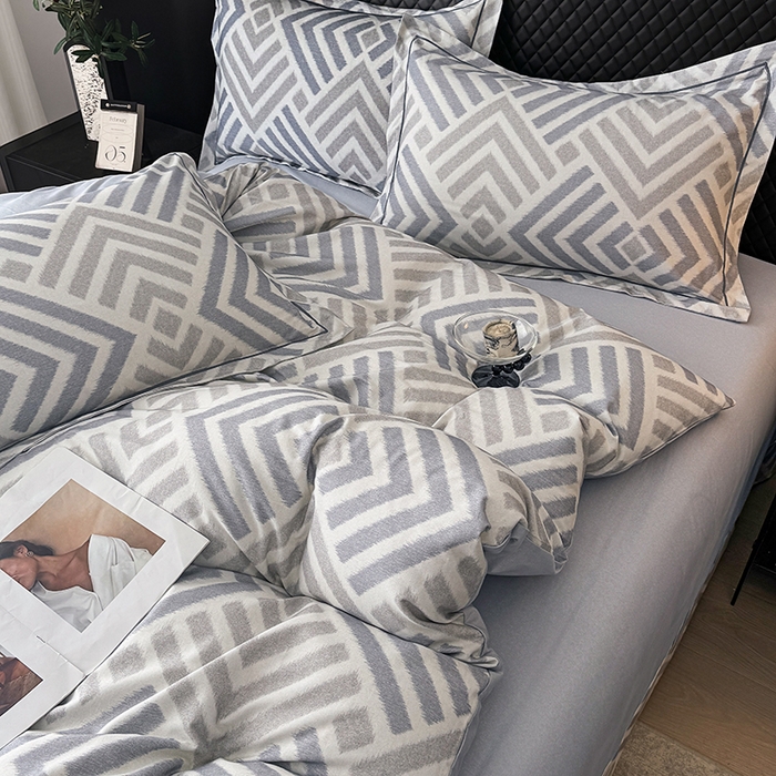 91家纺网 家纺一手货源 找家纺 金盛纺 2025新款全棉纯棉加厚磨毛印花四件套 半舟