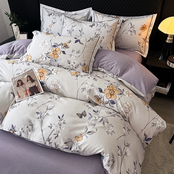 91家纺网 家纺一手货源 找家纺 金盛纺 2025新款全棉纯棉加厚磨毛印花四件套 硕朵