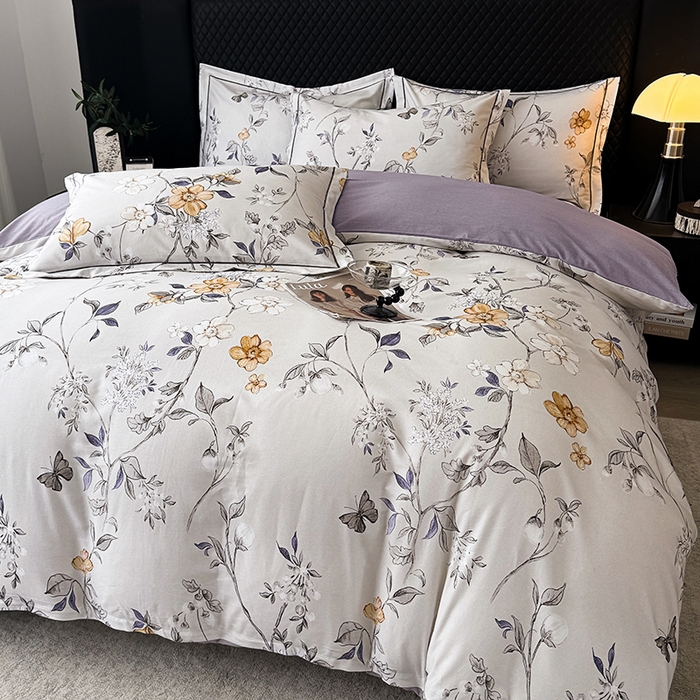 91家纺网 家纺一手货源 找家纺 金盛纺 2025新款全棉纯棉加厚磨毛印花四件套 硕朵