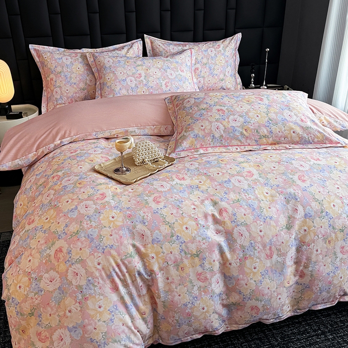 91家纺网 家纺一手货源 找家纺 金盛纺 2025新款全棉纯棉加厚磨毛印花四件套 仙女星尘