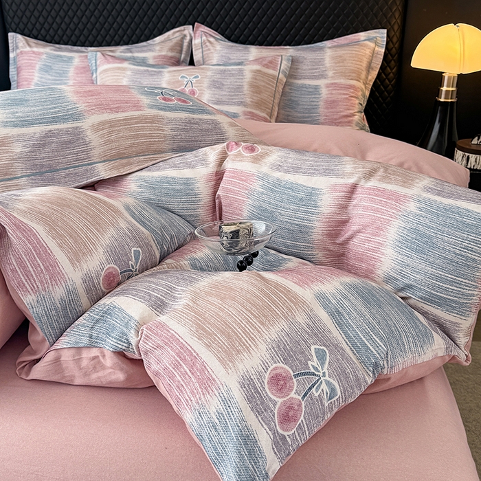 91家纺网 家纺一手货源 找家纺 金盛纺 2025新款全棉纯棉加厚磨毛印花四件套 樱为你