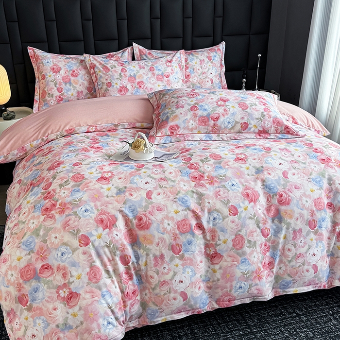 91家纺网 家纺一手货源 找家纺 金盛纺 2025新款全棉纯棉加厚磨毛印花四件套 甜梦荼语