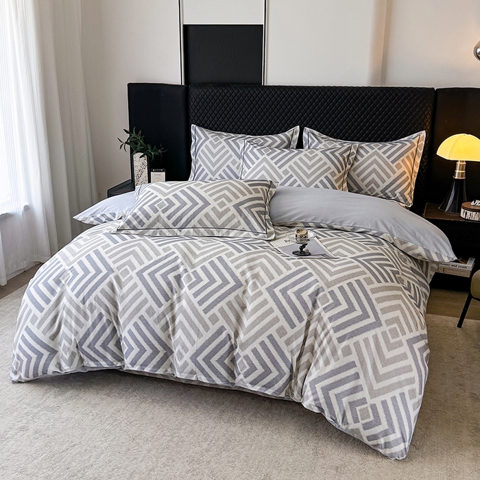 91家纺网 家纺一手货源 找家纺 金盛纺 2025新款全棉纯棉加厚磨毛印花四件套 半舟