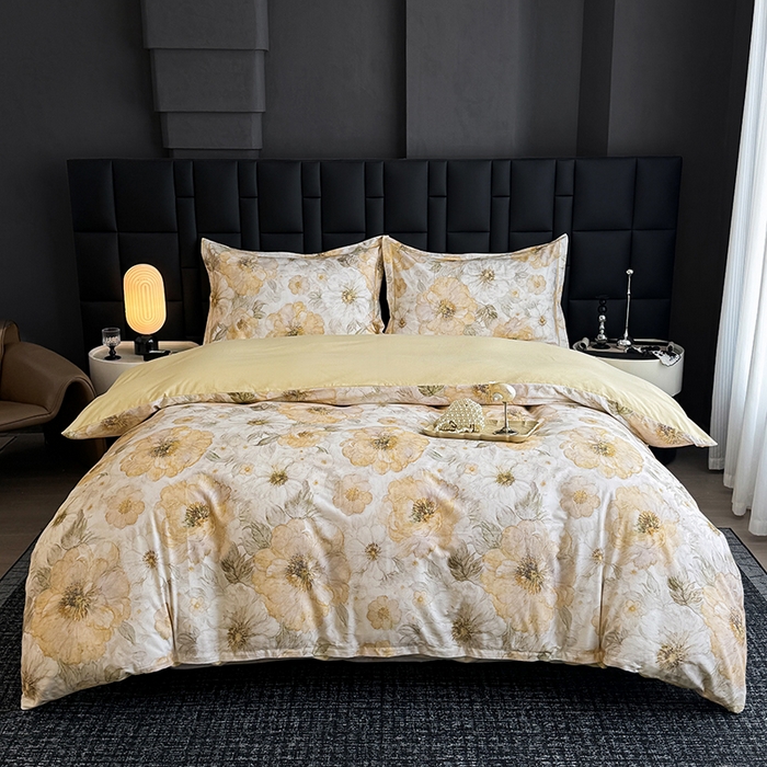 91家纺网 家纺一手货源 找家纺 金盛纺 2025新款全棉纯棉加厚磨毛印花四件套 豆蔻年华