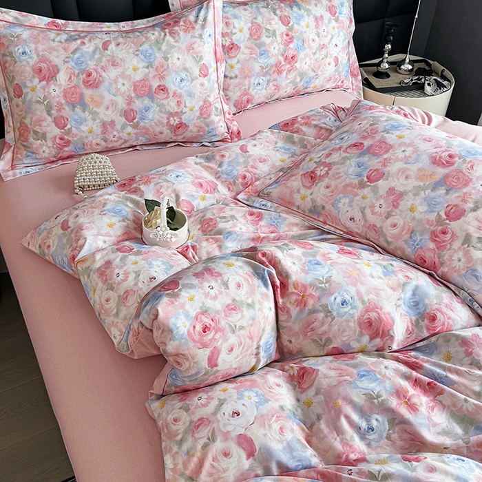 91家纺网 家纺一手货源 找家纺 金盛纺 2025新款全棉纯棉加厚磨毛印花四件套 甜梦荼语