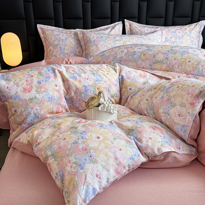 91家纺网 家纺一手货源 找家纺 金盛纺 2025新款全棉纯棉加厚磨毛印花四件套 仙女星尘