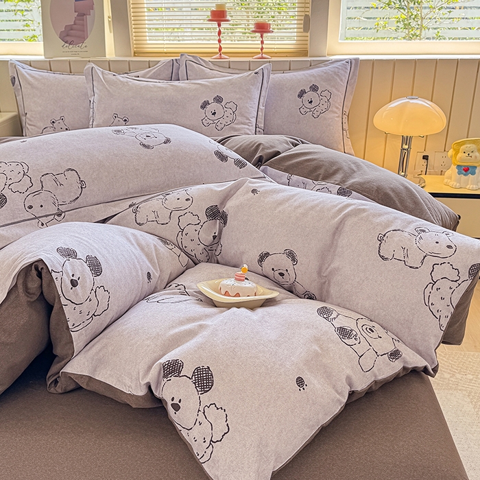 91家纺网 家纺一手货源 找家纺 金盛纺 2025新款全棉纯棉加厚磨毛印花四件套 吉唛