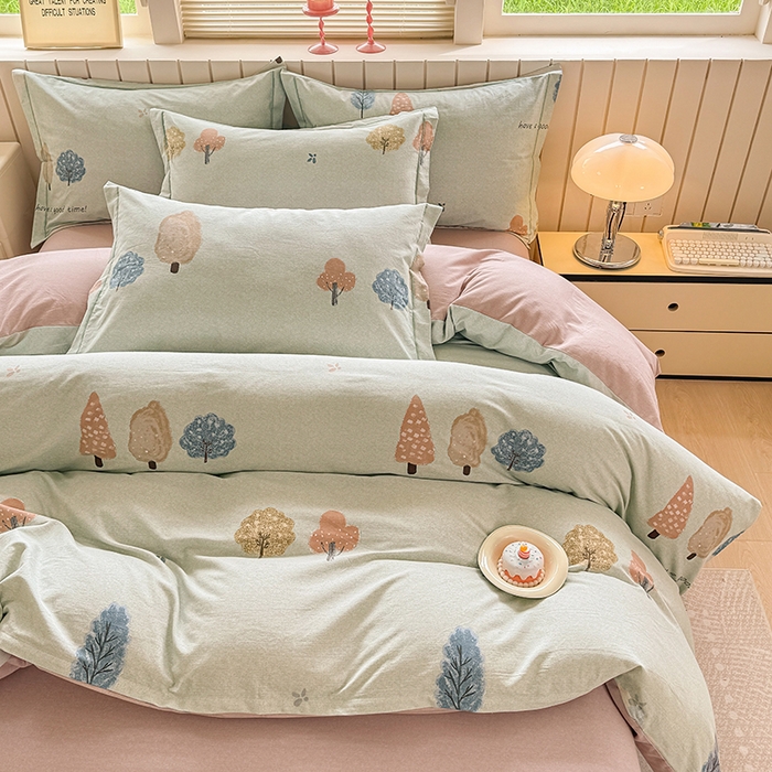 91家纺网 家纺一手货源 找家纺 金盛纺 2025新款全棉纯棉加厚磨毛印花四件套 柏林少女