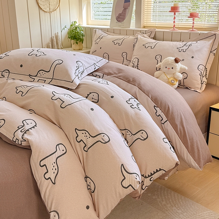 91家纺网 家纺一手货源 找家纺 金盛纺 2025新款全棉纯棉加厚磨毛印花四件套 人间真宝