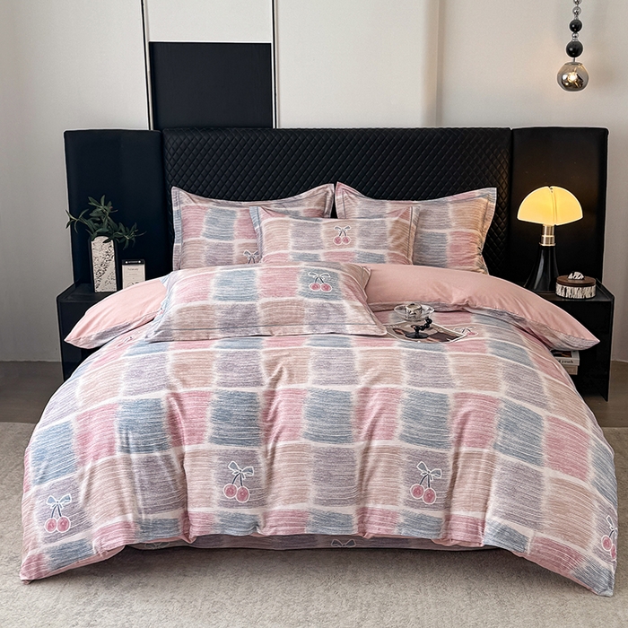 91家纺网 家纺一手货源 找家纺 金盛纺 2025新款全棉纯棉加厚磨毛印花四件套 樱为你