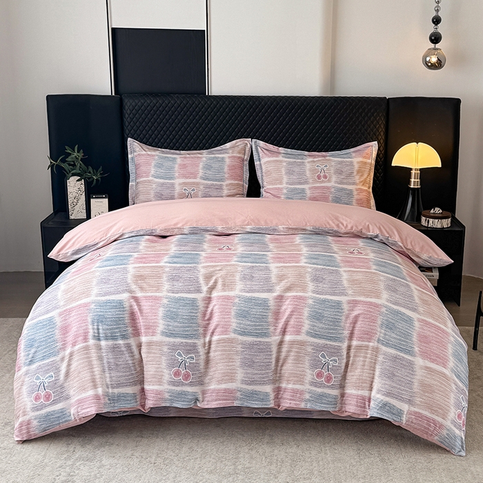 91家纺网 家纺一手货源 找家纺 金盛纺 2025新款全棉纯棉加厚磨毛印花四件套 樱为你