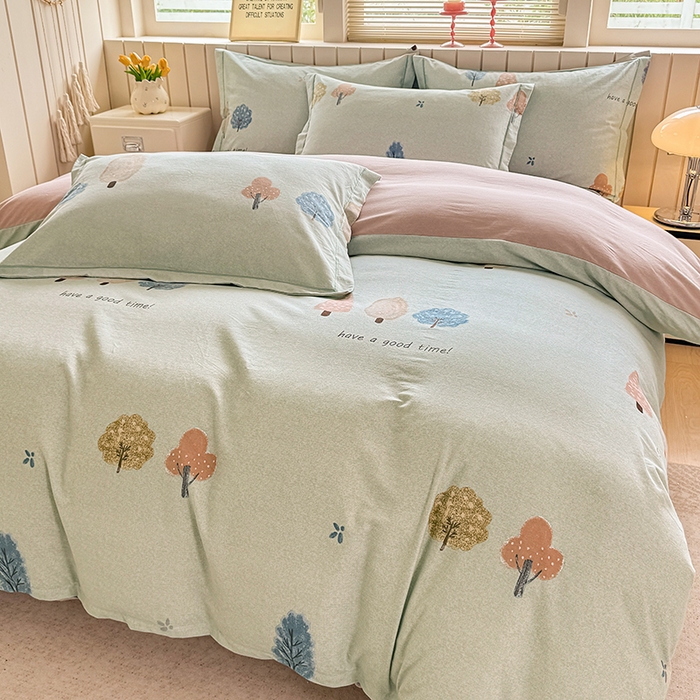 91家纺网 家纺一手货源 找家纺 金盛纺 2025新款全棉纯棉加厚磨毛印花四件套 柏林少女